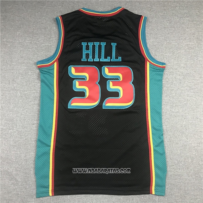 Camiseta Detroit Pistons Grant Hill #33 Mitchell & Ness 1998-99 Negro